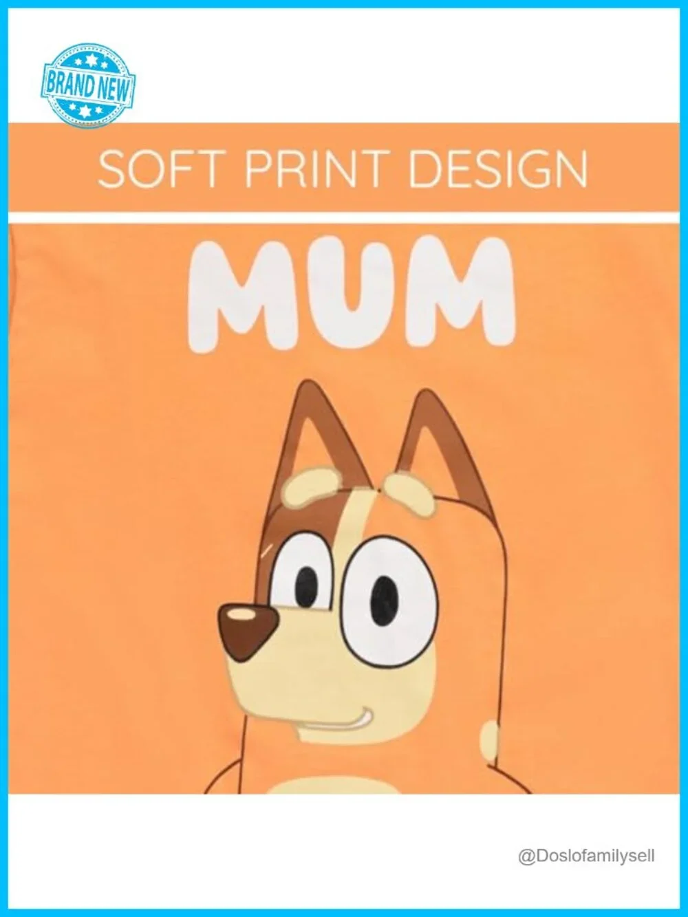 Bluey Matching Family Short Sleeve T-Shirt - Soft Cotton Blend Crewneck Tee